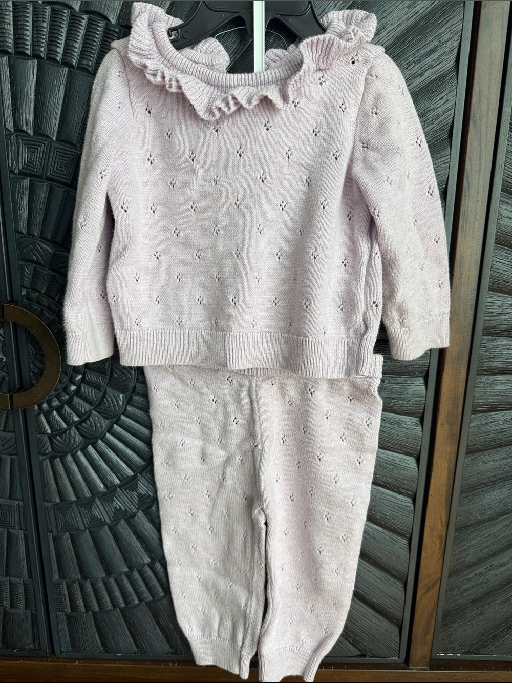 GAP Light Lilac Knit Set 6-12M with Ruffle Collar